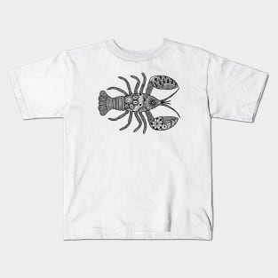 Lobster (black and white horizontal) Kids T-Shirt